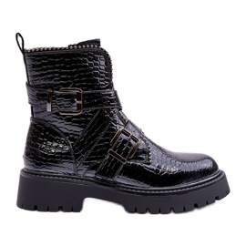 Botas Mujer Serpiente Rayas Negro Leora