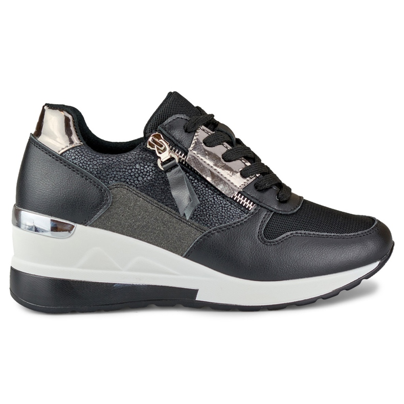 Elegantes deportivas negras con cuña negro Elegantes deportivas negras con cuña negro