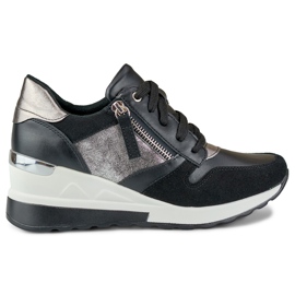 Deportivas cuña negras negro