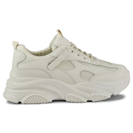 Deportivas beige de mujer con suela gruesa negro
