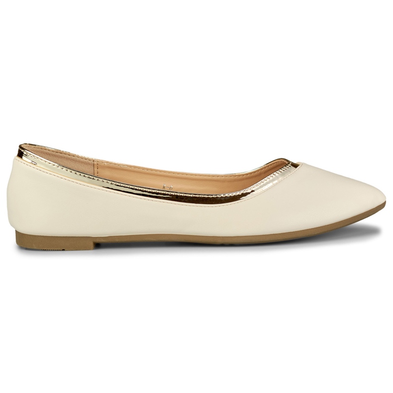 Bailarinas de mujer beige con detalle dorado