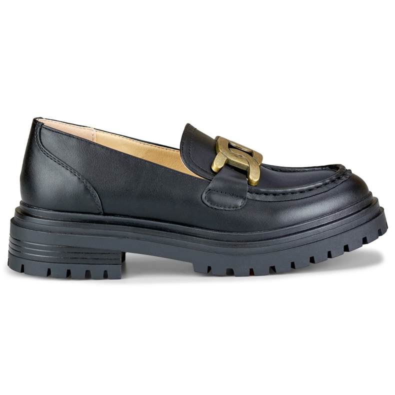 Mocasines negros con hebilla dorada Mocasines negros con hebilla dorada