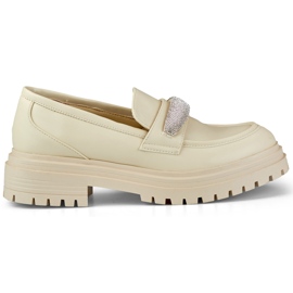Zapatos brogue beige con circonitas