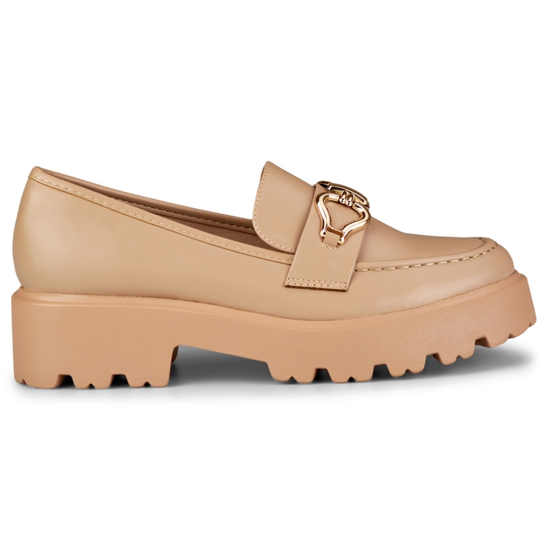 Mocasines mujer ecopiel beige oscuro