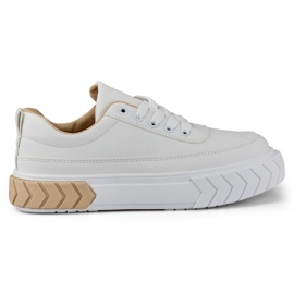 Deportivas blancas de ecopiel para mujer beige