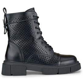 Botines mujer calados negros con cordones