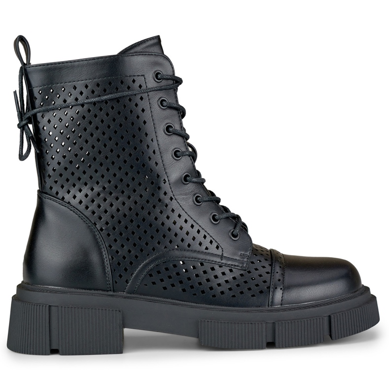 Botines mujer calados negros con cordones