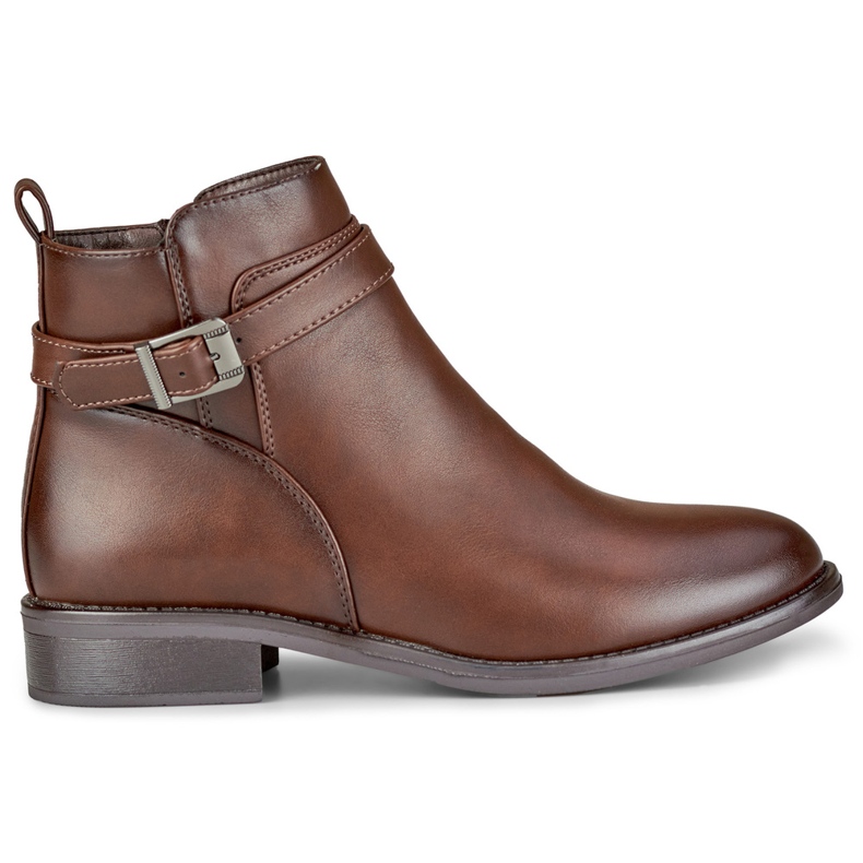 Botas de mujer elegantes marrones con suela plana. beige