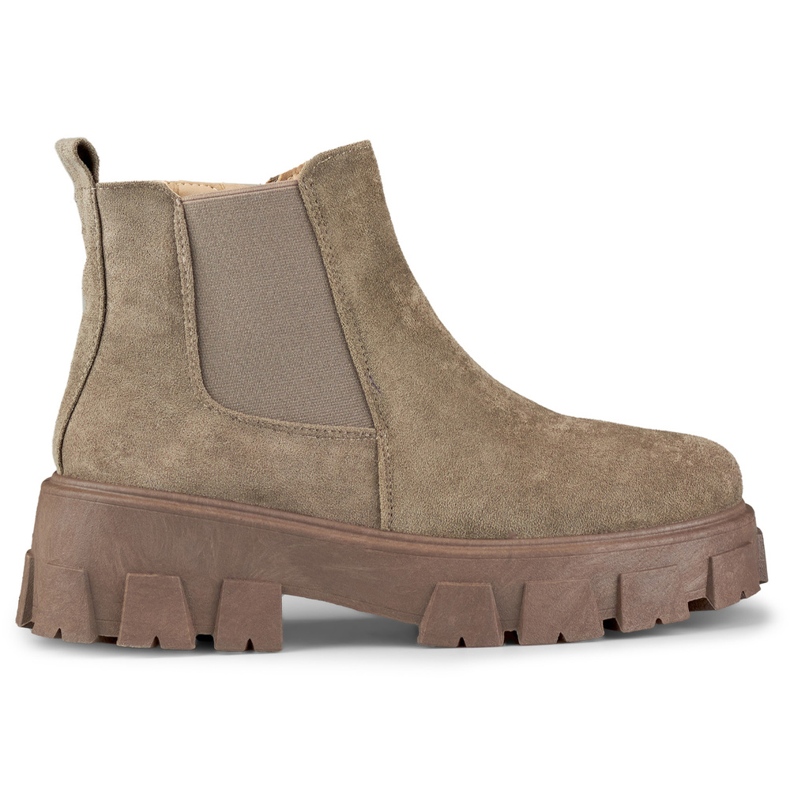 Botas marrones de mujer con suela gruesa beige Botas marrones de mujer con suela gruesa beige