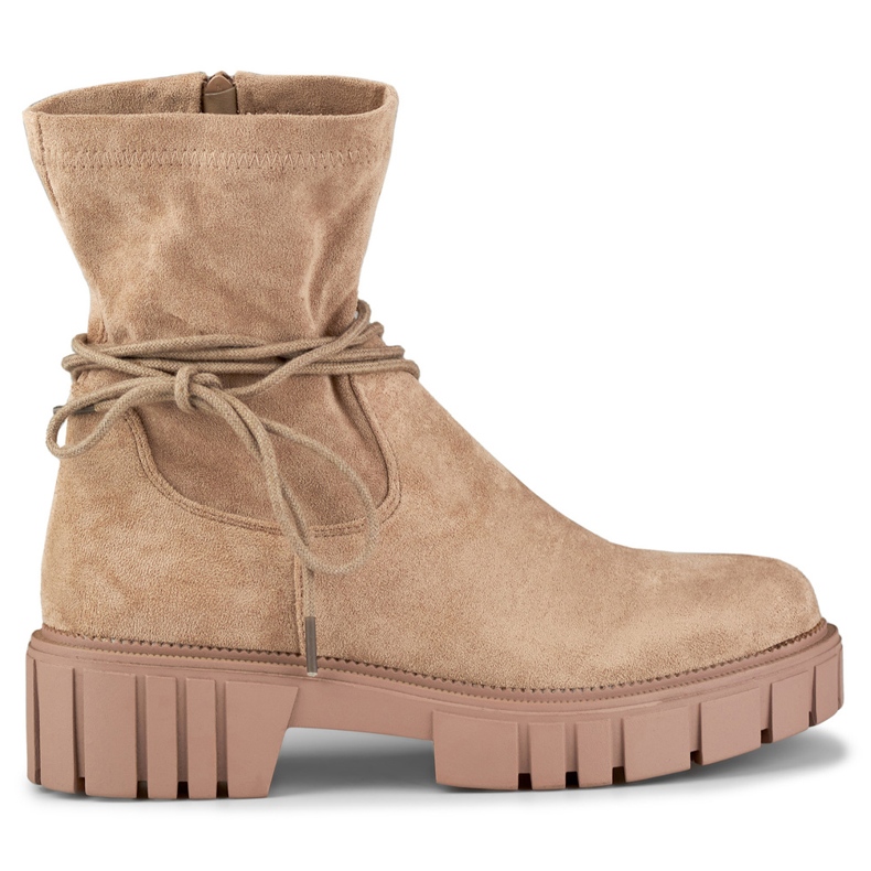 Botas de mujer beige oscuro con pala elástica