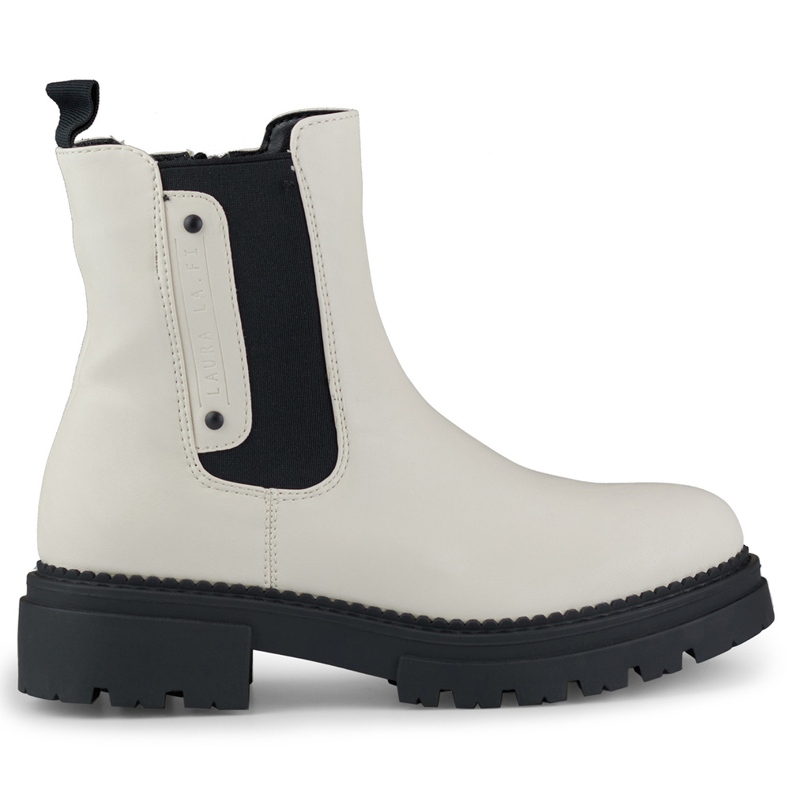 Botines Chelsea beige claro de mujer con suela gruesa