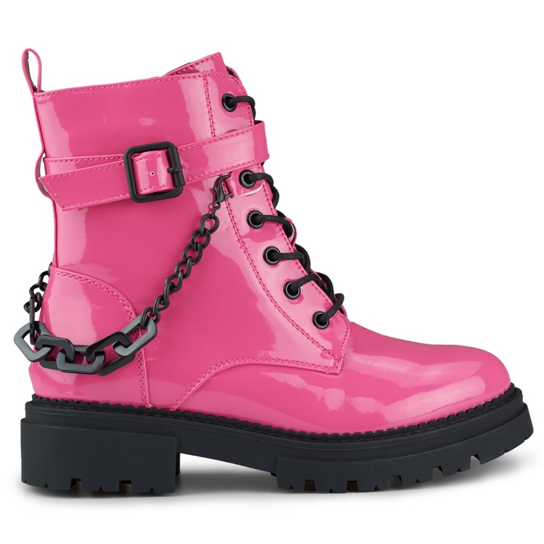 Trabajador de mujer en charol rosa con cadena desmontable rosado Trabajador de mujer en charol rosa con cadena desmontable rosado