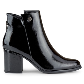 Botas lacadas para mujer con corte en la parte superior de Charlotte negro