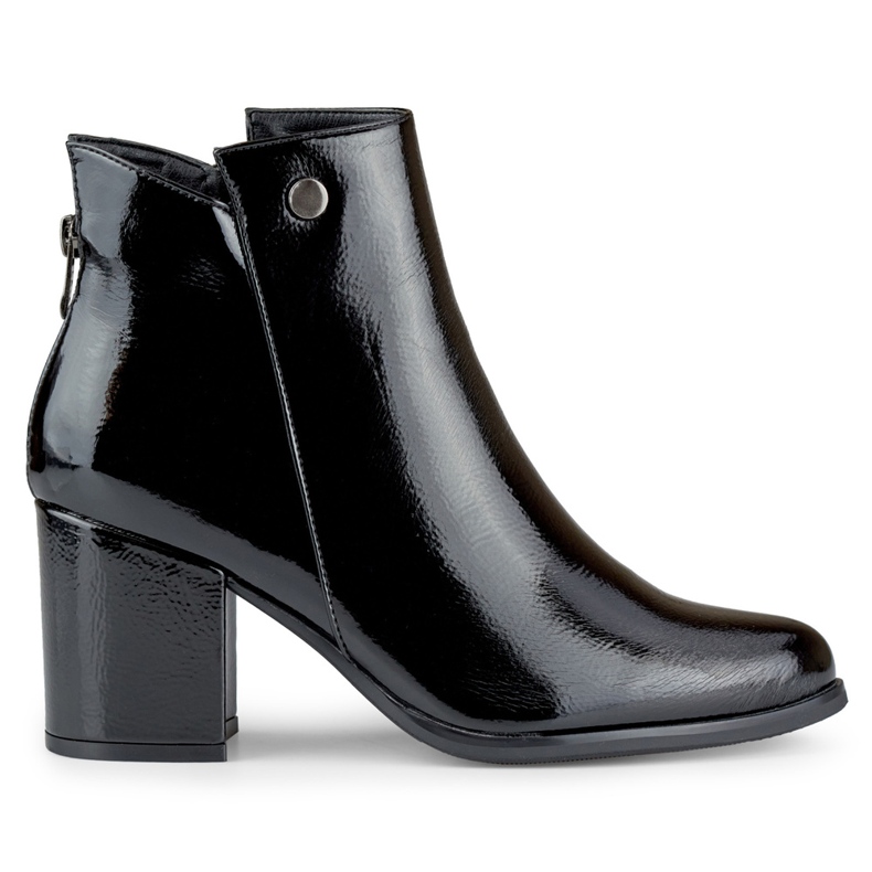 Botas lacadas para mujer con corte en la parte superior de Charlotte negro