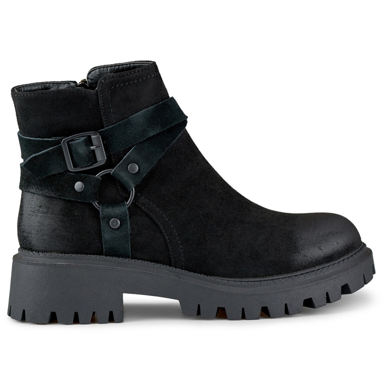 Botas de mujer de ante negro con adorno Aline negro