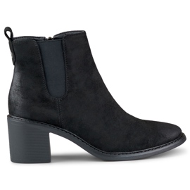 Botas de gamuza negra para mujer en un poste cómodo. negro