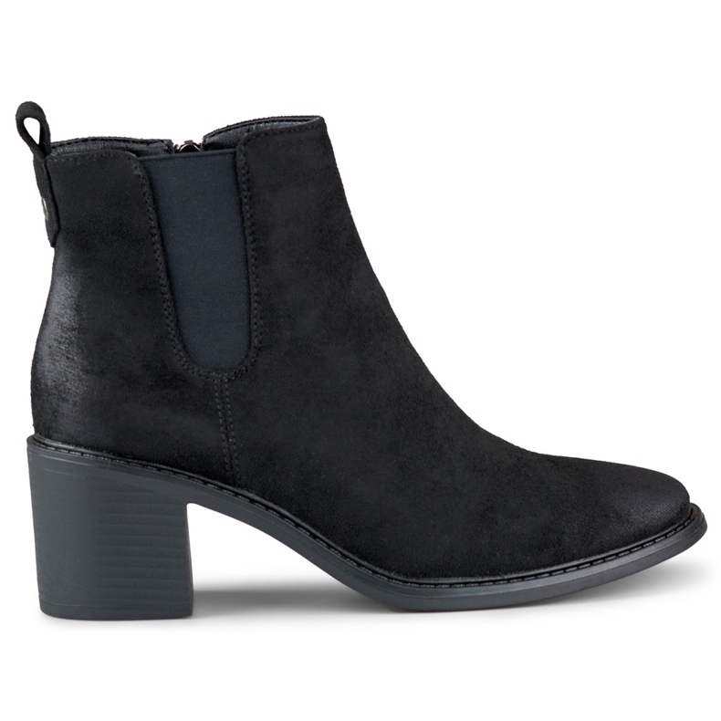 Botas de gamuza negra para mujer en un poste cómodo. negro