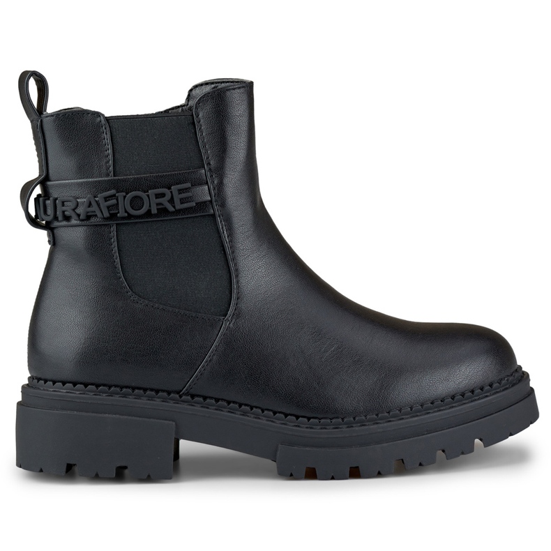Botas negras de mujer fabricadas en ecopiel con inscripción decorativa negro