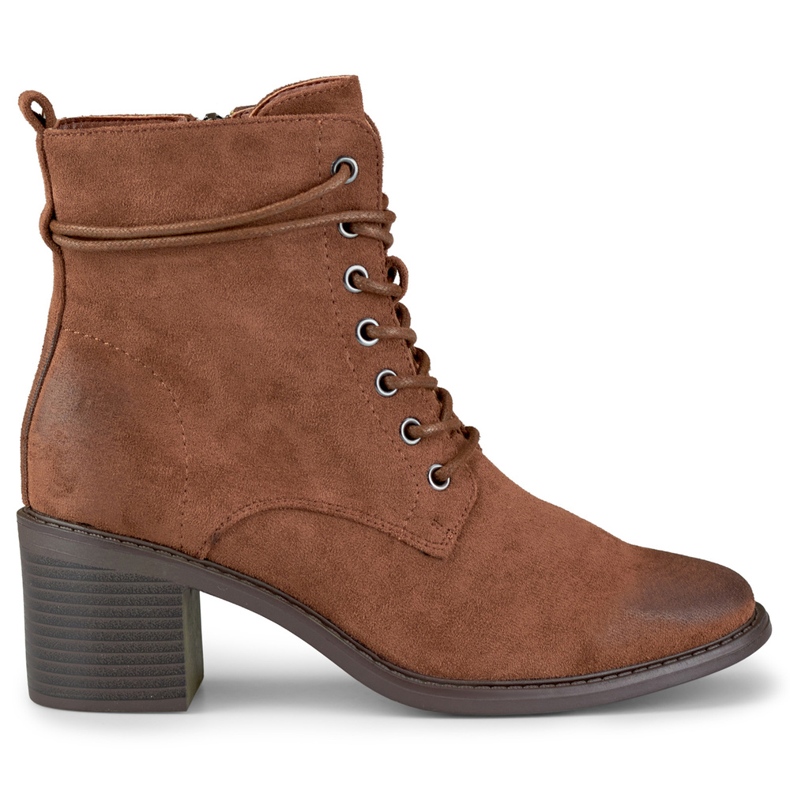 Botines marrones con cordones y tacón bajo marrón Botines marrones con cordones y tacón bajo marrón