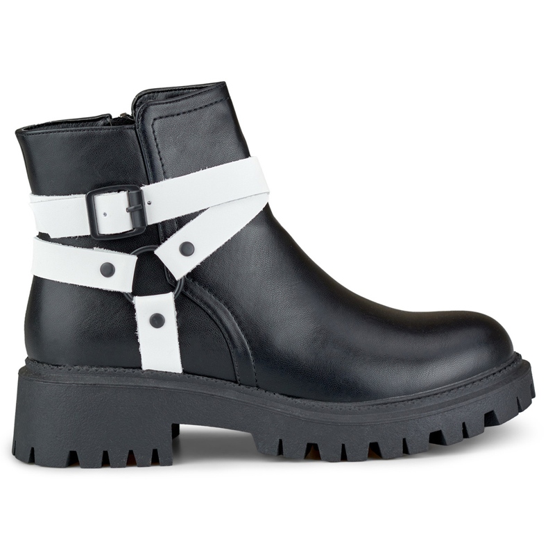 Botas de mujer negras con adorno Aline blanco Botas de mujer negras con adorno Aline blanco