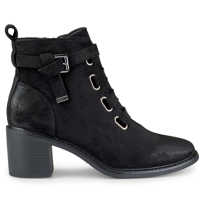 Botas de tacón bajo de mujer en ante negro de Salin Botas de tacón bajo de mujer en ante negro de Salin