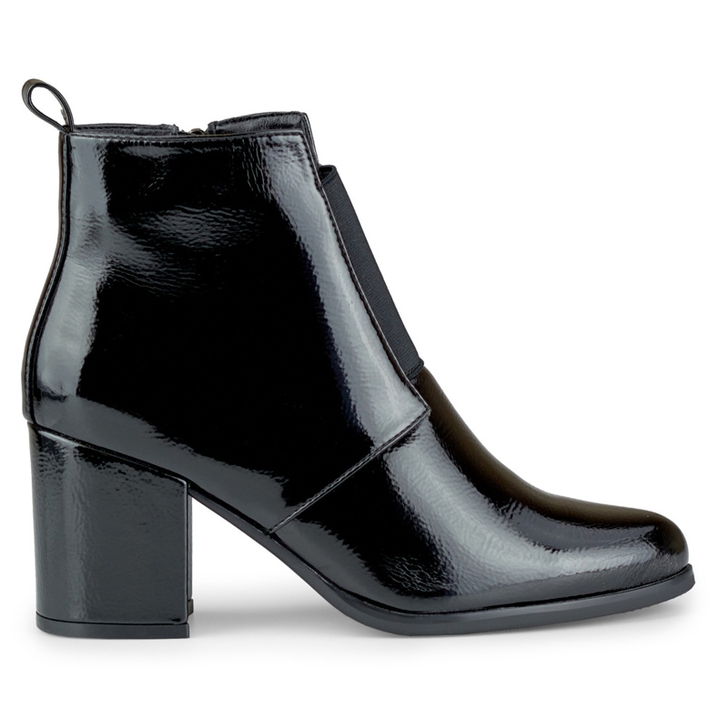 Botines mujer elásticos negros elegantes lacados