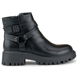 Botas de mujer en ecopiel negra con adorno Aline negro