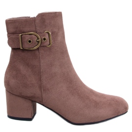 Lanne Botas caqui de tacón bajo marrón