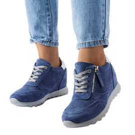 Inna Zapatillas con cuña de ante azules de Raite