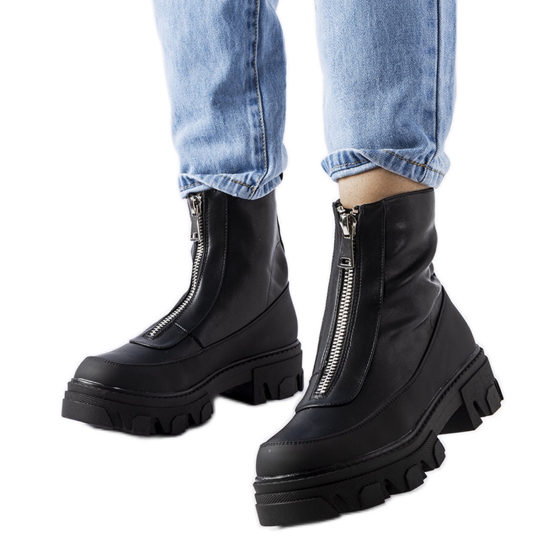 Botines gruesos negros de Morley Botines gruesos negros de Morley