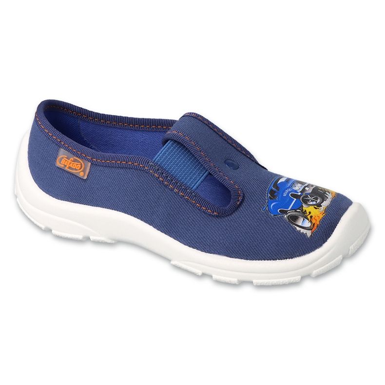Pantuflas infantiles befado 975Y181 azul marino con coche
