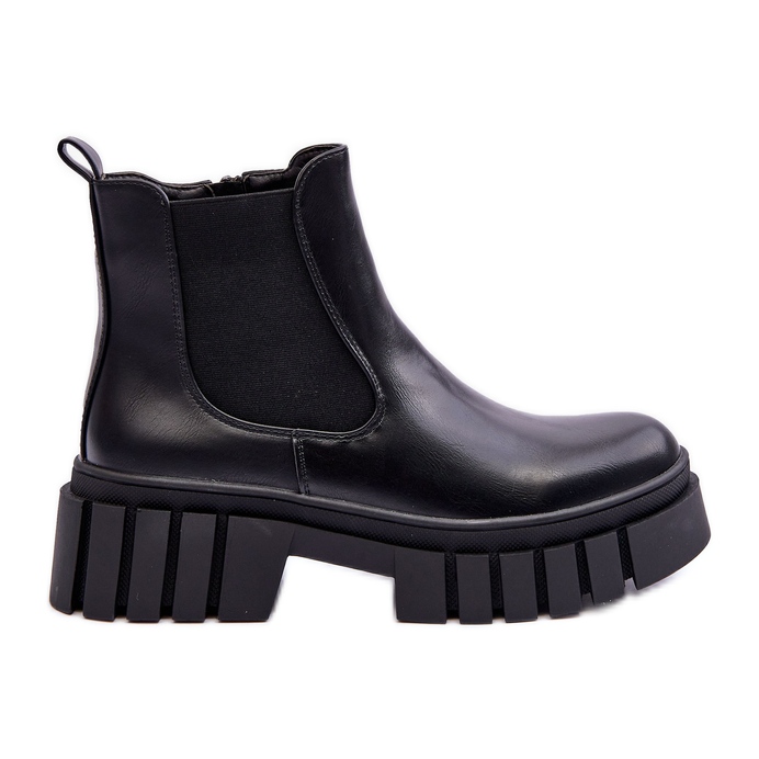PG1 Botas de cuero gruesas Botas Chelsea Negro Orryss PG1 Botas de cuero gruesas Botas Chelsea Negro Orryss