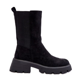 Botas Mujer Ante Tacón Plano Negro Altandros