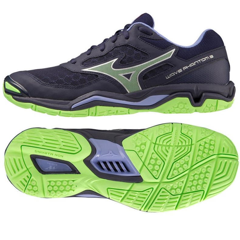 Zapatillas balonmano Mizuno Wave Phantom 3 M X1GA226011 azul marino azul
