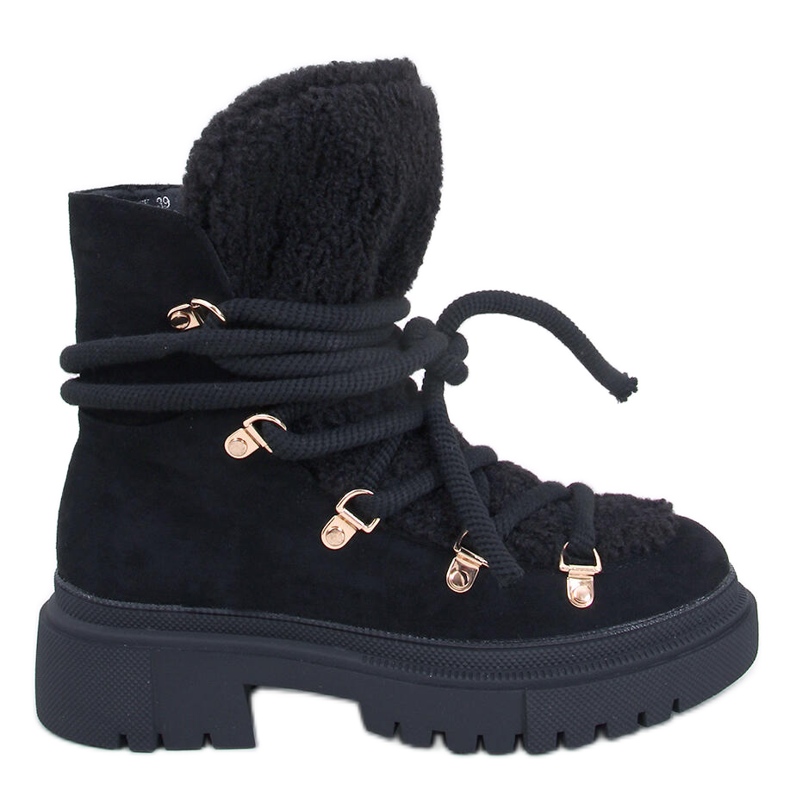 Botas de nieve de piel de oveja Shea Black negro