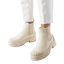 Botas de trabajo beige con inserciones de goma de Lange