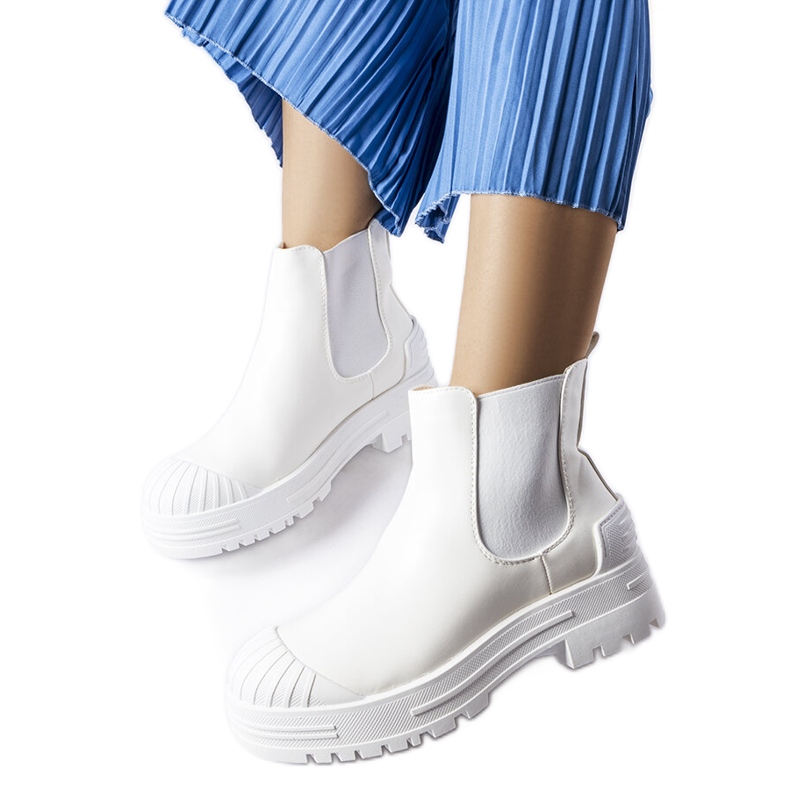 Inna Botas de trabajo blancas con inserciones de goma de Lange blanco