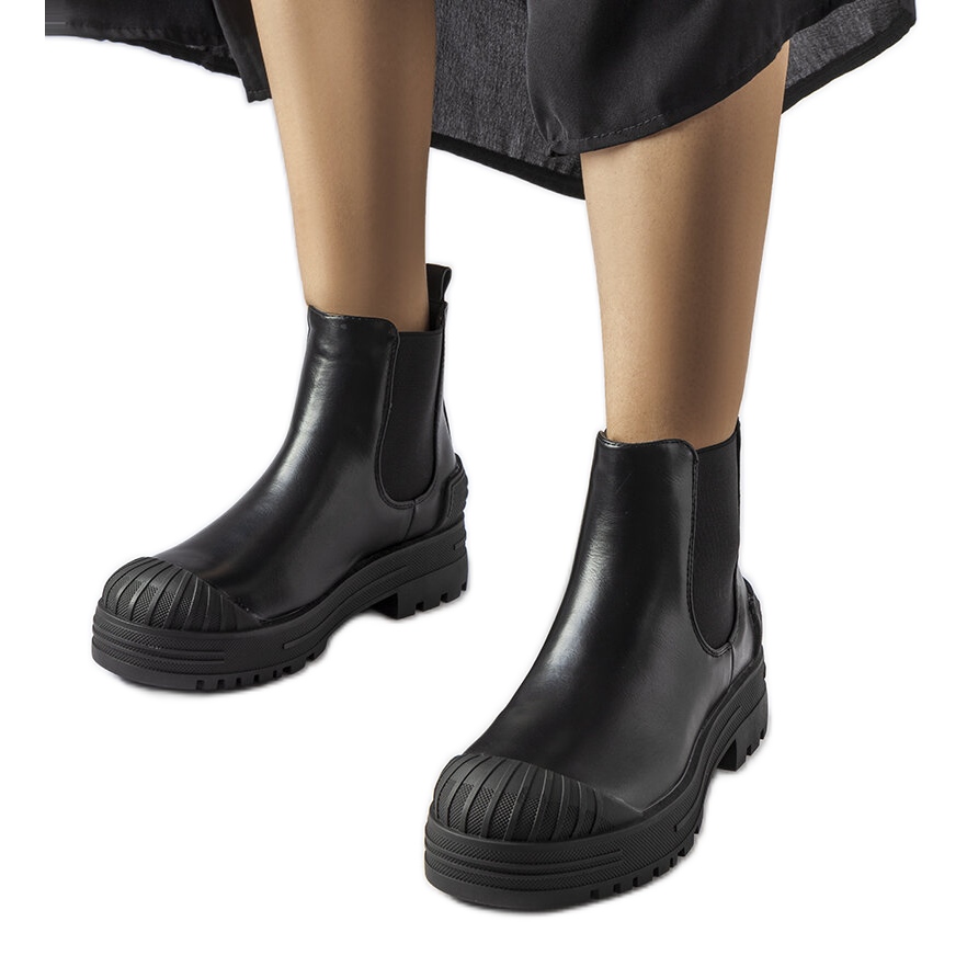 Botas de trabajo negras con inserciones de goma de Lange negro