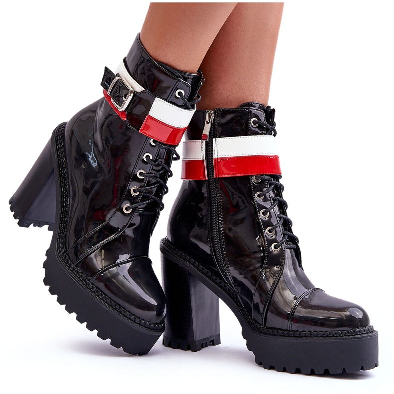 Botas de tacón alto de piel gruesa Adrijana Negro