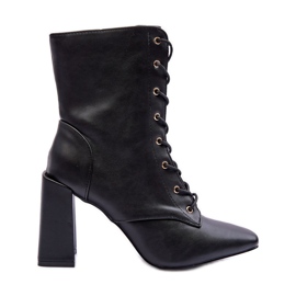 Botas de cuero Divani negras con cordones en el talón negro