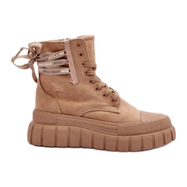 Botines Mujer Ante Plataforma Beige Rafter