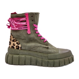 Botines Mujer Ante Plataforma Verde Rafter