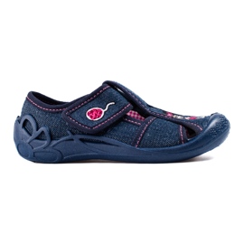 Pantuflas shelovet con velcro azul marino para niña