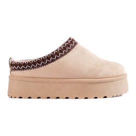 Pantuflas de ante beige con suela gruesa de Shelovet