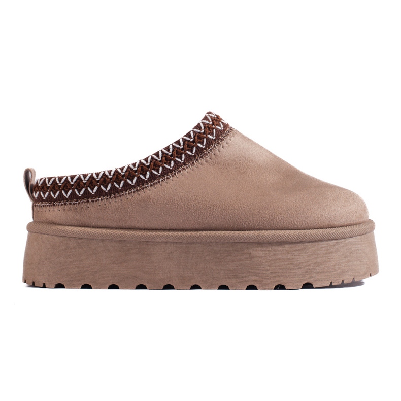 Pantuflas de ante beige oscuro con suela gruesa de Shelovet