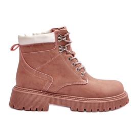 Cazadores cálidos de piel para mujer Bastones rosas rosado