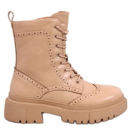 Aubert Botas caqui con cordones beige