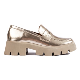 Mocasines dorados de mujer con suela gruesa de Shelovet