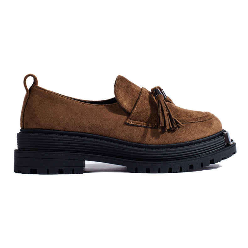 Mocasines de mujer en ante marrón con plataforma Shelovet