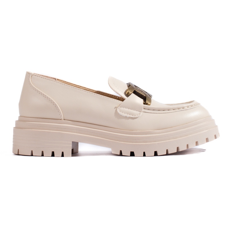 Mocasines de mujer beige sobre plataforma gruesa Shelovet.
